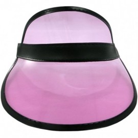 Visors Tennis Beach Colored Plastic Clear Sun Bingo Vegas Dealer Golf Casino Visor Hat - Pink/Black - CI18GDSXC22 $9.98