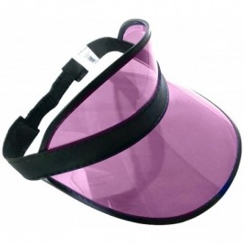 Visors Tennis Beach Colored Plastic Clear Sun Bingo Vegas Dealer Golf Casino Visor Hat - Pink/Black - CI18GDSXC22 $9.98