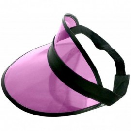 Visors Tennis Beach Colored Plastic Clear Sun Bingo Vegas Dealer Golf Casino Visor Hat - Pink/Black - CI18GDSXC22 $9.98