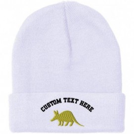 Skullies & Beanies Custom Beanie for Men & Women Gold Aardvark Embroidery Acrylic Skull Cap Hat - White - CN18ZS39YHW $11.30