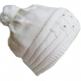 Skullies & Beanies Winter Hat for Women Beautiful Ski Beanie Rhinestones Knitted Hat M-115 - White - CO11B2NOPT3 $16.74