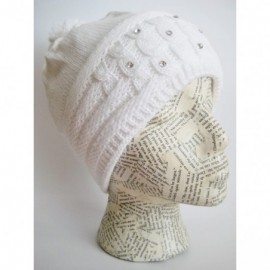 Skullies & Beanies Winter Hat for Women Beautiful Ski Beanie Rhinestones Knitted Hat M-115 - White - CO11B2NOPT3 $16.74