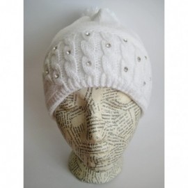 Skullies & Beanies Winter Hat for Women Beautiful Ski Beanie Rhinestones Knitted Hat M-115 - White - CO11B2NOPT3 $16.74