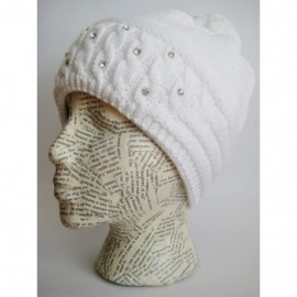 Skullies & Beanies Winter Hat for Women Beautiful Ski Beanie Rhinestones Knitted Hat M-115 - White - CO11B2NOPT3 $16.74