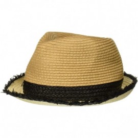 Fedoras Women's Colorblocked Fine Paper Braid Fedora - Natural - C518LQE8E7H $10.89