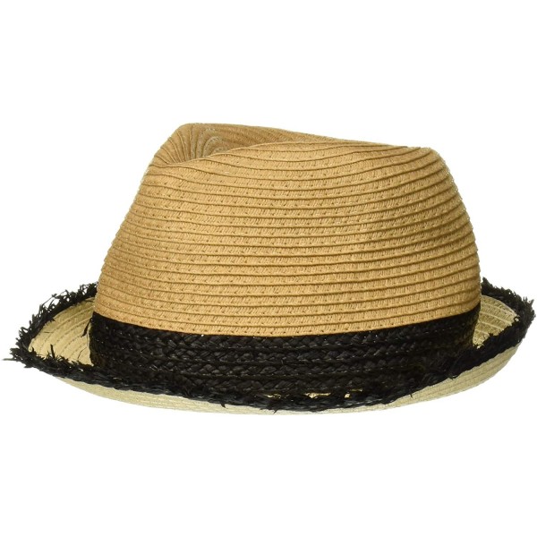 Fedoras Women's Colorblocked Fine Paper Braid Fedora - Natural - C518LQE8E7H $10.89