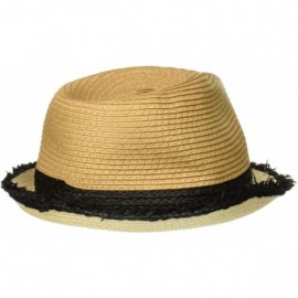 Fedoras Women's Colorblocked Fine Paper Braid Fedora - Natural - C518LQE8E7H $10.89