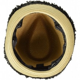 Fedoras Women's Colorblocked Fine Paper Braid Fedora - Natural - C518LQE8E7H $10.89