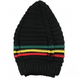 Skullies & Beanies 100% Cotton Classic Rasta Slouchy Ribbed Beanie Hats - Black/Rasta - C0184ITNT9T $22.26