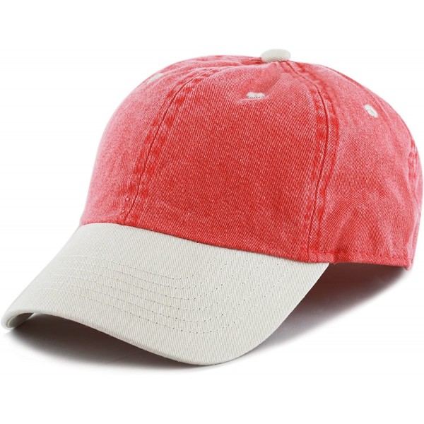 Baseball Caps 100% Cotton Pigment Dyed Low Profile Dad Hat Six Panel Cap - 5. Red Beige - CI17Y7I3ZQ4 $12.93