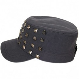 Newsboy Caps Adjustable Cotton Military Style Studded Front Army Cap Cadet Hat - Diff Colors Avail - Charcoal - CL11KUTXPFF $...