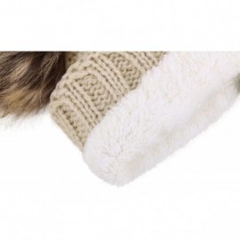 Skullies & Beanies Women's Winter Knitted Faux Fur Double Pom Pom Beanie Hat w/Lush Lining - Beige Hat Coffee Ball - C918KCWU...