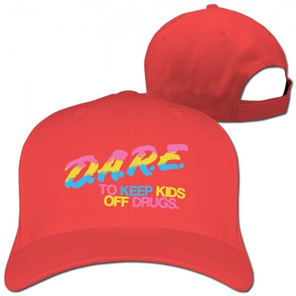 Baseball Caps Dare to Keep Kids Off Drugs Flat-Along Cool Hat - Red - CF12M8536A1 $10.11