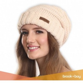 Skullies & Beanies Slouchy Cable Knit Beanie for Women - Warm & Cute Winter Knitted Caps for Cold Weather - Beige - C71854KI3...