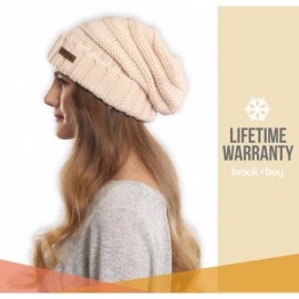 Skullies & Beanies Slouchy Cable Knit Beanie for Women - Warm & Cute Winter Knitted Caps for Cold Weather - Beige - C71854KI3...