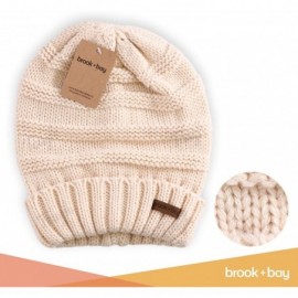 Skullies & Beanies Slouchy Cable Knit Beanie for Women - Warm & Cute Winter Knitted Caps for Cold Weather - Beige - C71854KI3...