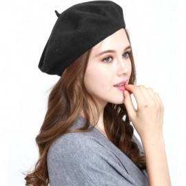 Berets Winter 100% Wool Warm French Art Basque Beret Tam Beanie Hat Cap - Black - CZ12MAD77HB $9.22