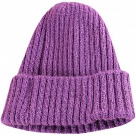 Skullies & Beanies 2018 Winter Women Crochet Hat Wool Knit Beanie Warm Caps - Y-purple - CE18LSDEAE7 $27.97