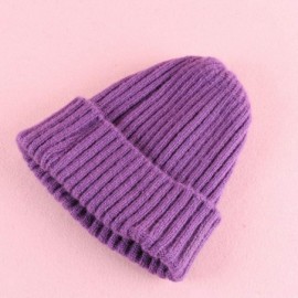 Skullies & Beanies 2018 Winter Women Crochet Hat Wool Knit Beanie Warm Caps - Y-purple - CE18LSDEAE7 $13.67