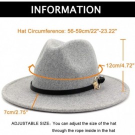 Fedoras Women Belt Buckle Wool Wide Brim Fedora Hat - Circular Belt Light Grey - C11938O8WUR $13.96