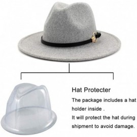 Fedoras Women Belt Buckle Wool Wide Brim Fedora Hat - Circular Belt Light Grey - C11938O8WUR $13.96