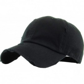 Baseball Caps Vintage Washed Distressed Cotton Dad Hat Baseball Cap Adjustable Polo Trucker Unisex Style Headwear - Black - C...