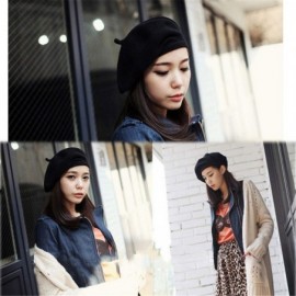 Berets Spring Beret Hat Flat Cap Women Wool Berets Hat Caps Casquette Female Warm Winter Cap - Orange - CP18A2Y6IEA $20.55