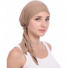 Skullies & Beanies 3Pack Women's Beanie Chemo Hat Cap Pre-Tied Cancer Headscarf - Gray Khaki Navy Blue - CQ196XNN7U7 $14.65