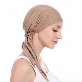 Skullies & Beanies 3Pack Women's Beanie Chemo Hat Cap Pre-Tied Cancer Headscarf - Gray Khaki Navy Blue - CQ196XNN7U7 $14.65