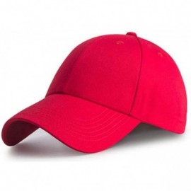 Baseball Caps Plain Cotton Baseball Cap Classic Adjustable Hats for Men Women Unisex Fitted Blank Hat - Red - CM192EIA2AW $11.29