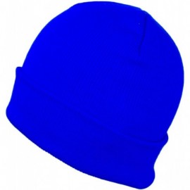 Skullies & Beanies Classic Solid Knit Ribbed Beanie Hat- Warm Plain Cuffed Toboggan Skullie Cap - Cobalt Blue - CL18K2UYAUL $...