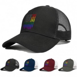 Baseball Caps American Rainbow Flag Gay Pride Hat Adjustable Unisex Mesh Baseball Cap Cool Hat - Black - C418ALHZWOO $15.16