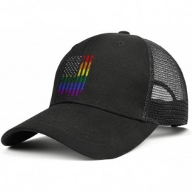 Baseball Caps American Rainbow Flag Gay Pride Hat Adjustable Unisex Mesh Baseball Cap Cool Hat - Black - C418ALHZWOO $15.16