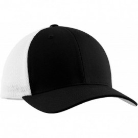 Baseball Caps Men's Flexfit Mesh Back Cap - Black/White - CP11NGRAKOB $12.84