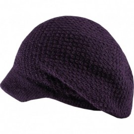 Skullies & Beanies Baby Alpaca - Bohemian Beanie Hat with Visor 100% Baby Alpaca Wool - Purple - CF1104OMNMH $12.77