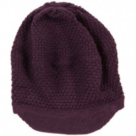 Skullies & Beanies Baby Alpaca - Bohemian Beanie Hat with Visor 100% Baby Alpaca Wool - Purple - CF1104OMNMH $12.77