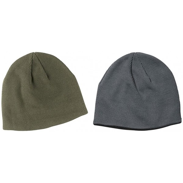 Skullies & Beanies 100% Organic Cotton Thin Rib Beanie - Jungle and Charcoal (2 Pack) - CO12MZOEREQ $21.08