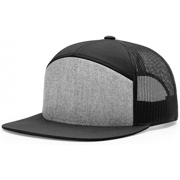 Baseball Caps Seven-Panel Trucker Cap - 168 - Heather Grey/ Black - C018UD7SQWG $12.70