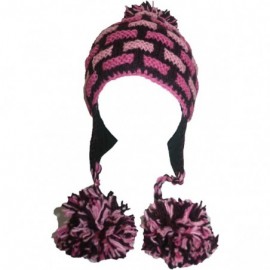 Skullies & Beanies Assorted Wool Knitted Beanie Fashionable Fleece-Lined Earflap Hat Cold Weather Mountaineering Ski - Pink M...