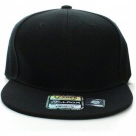 Baseball Caps Classic Flat Bill Visor Blank Snapback Hat Cap with Adjustable Snaps - Black - CS18646ET0U $9.69