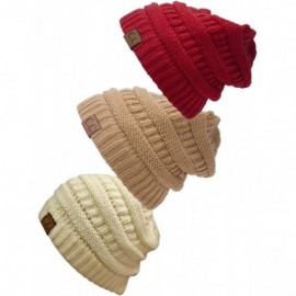 Skullies & Beanies Women's 3-Pack Knit Beanie Cap Hat - CH18LRL3U30 $23.47