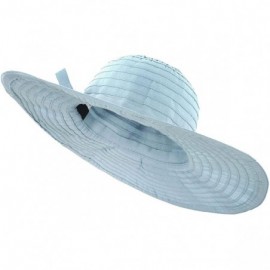 Sun Hats Women's Spring Wide Large Brim Roll-Up Ribbon Beach Sun Hat - Cyan - CM12DF1OS69 $13.69
