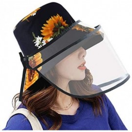 Bucket Hats Women Reversible Bucket Hat Outdoor Fisherman Hats Packable Sun Cap - Sunflower Navy - CJ198CZ0QWI $13.08