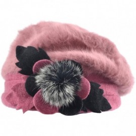 Berets Womens Beret 100% Wool French Beret Beanie Winter Hats Hy022 - Br022-pink - CV18HO3NAEG $13.49