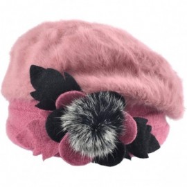 Berets Womens Beret 100% Wool French Beret Beanie Winter Hats Hy022 - Br022-pink - CV18HO3NAEG $13.49