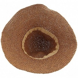 Sun Hats Summer Beach Straw Hats Wide Brim Caps Sun Foldable For Women (Light Khaki) - C717YSZHRYT $12.32