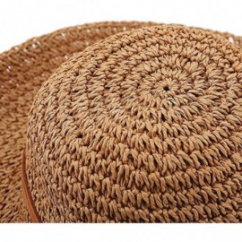 Sun Hats Summer Beach Straw Hats Wide Brim Caps Sun Foldable For Women (Light Khaki) - C717YSZHRYT $12.32