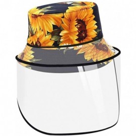 Bucket Hats Women Reversible Bucket Hat Outdoor Fisherman Hats Packable Sun Cap - Sunflower Navy - CJ198CZ0QWI $13.08
