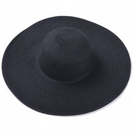 Sun Hats Womens Big Bowknot Straw Hat Floppy Foldable Roll up Beach Cap Sun Hat UPF 50+ - Aa Black / Wire Edge - CG18SGTDZ8U ...