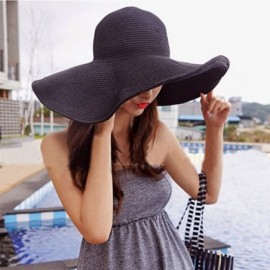 Sun Hats Womens Big Bowknot Straw Hat Floppy Foldable Roll up Beach Cap Sun Hat UPF 50+ - Aa Black / Wire Edge - CG18SGTDZ8U ...